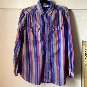 Vintage Rhonda Lee 80’s sheer long sleeve button down top